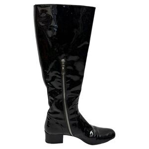 Saint Laurent Babies 40 Knee High Boots in Black Patent Leather